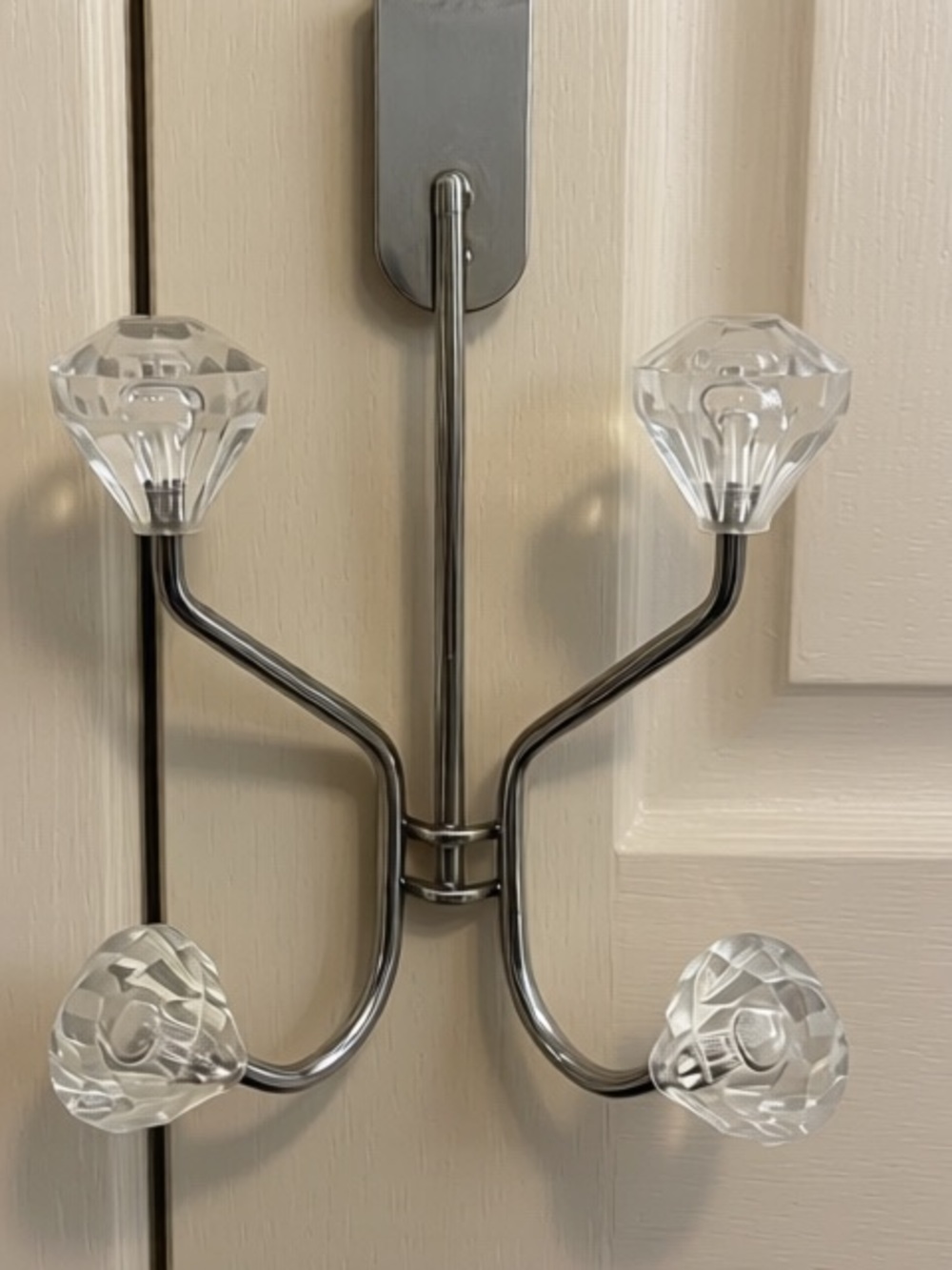 Clear Crystal Accent Door Hook with Chrome Finish